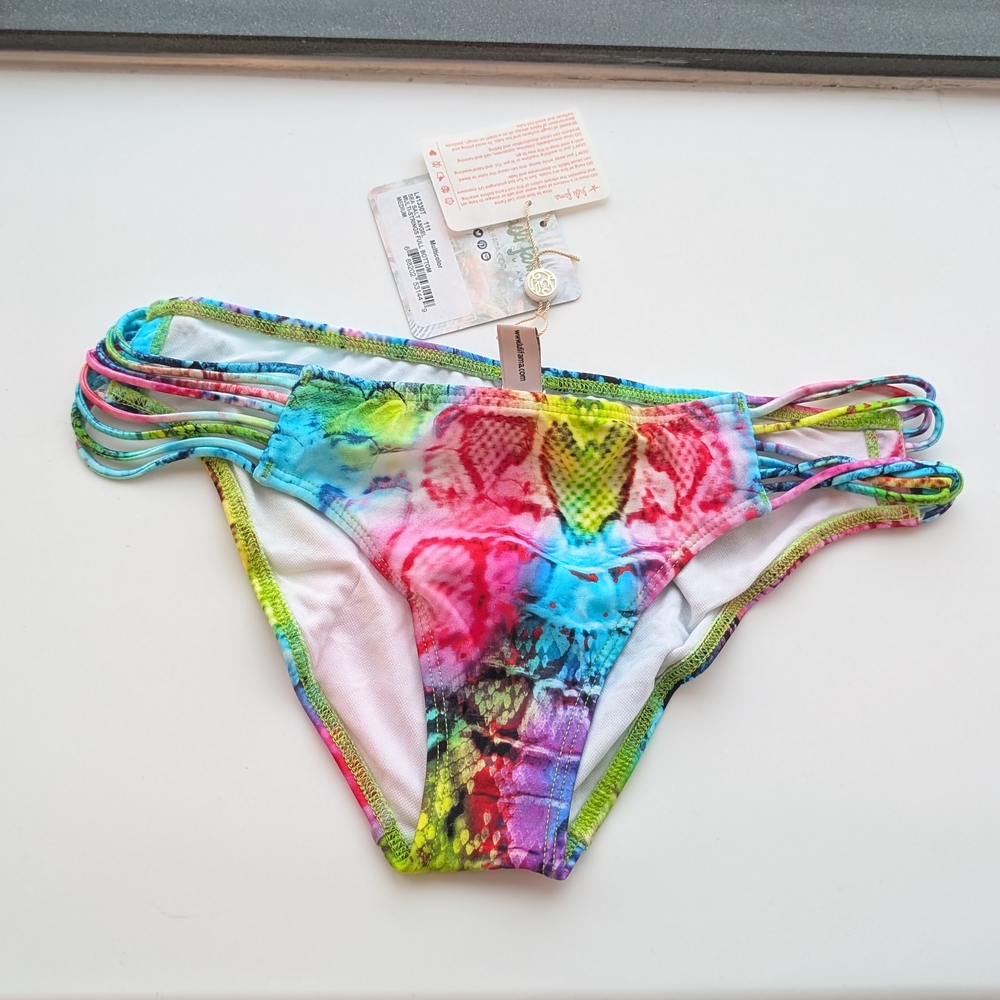 Luli Fama Sea Salt Angel Full Coverage Multicolor Bikini Bottom M